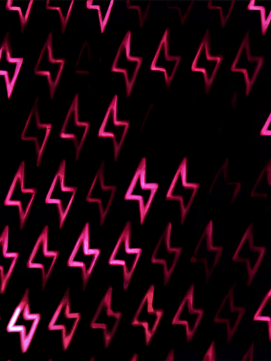 Abstraktes Motiv mit magentafarbenden Blitzen auf schwarzem Hintergrund