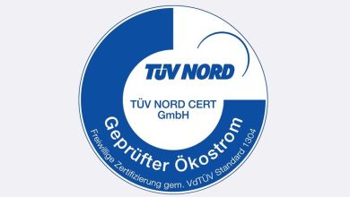Prüfsiegel des TÜV Nord für geprüften Ökostrom