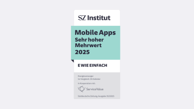 SZ Institut Siegel für Mobile Apps Sehr hoher Mehrwert 2025