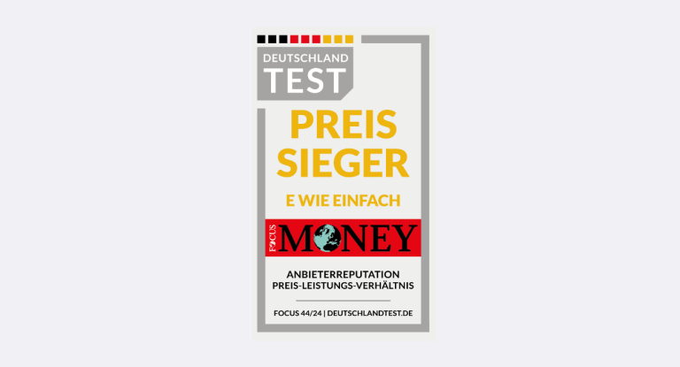 Siegel von Focus Money für E WIE EINFACH als Preissieger